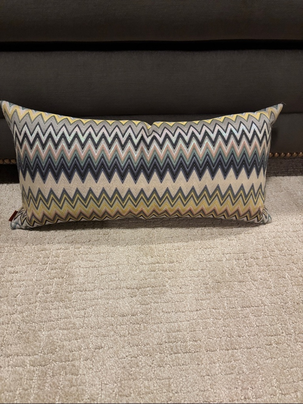 Missoni Lumbar Pillow in Yellow, Blue and Gray - Home Accents
